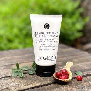c/o GERD Lingonberry Clear Cream kosteusvoide on ihanteellinen rasvoittuvalle ja epäpuhtauksiin taipuvaiselle iholle.