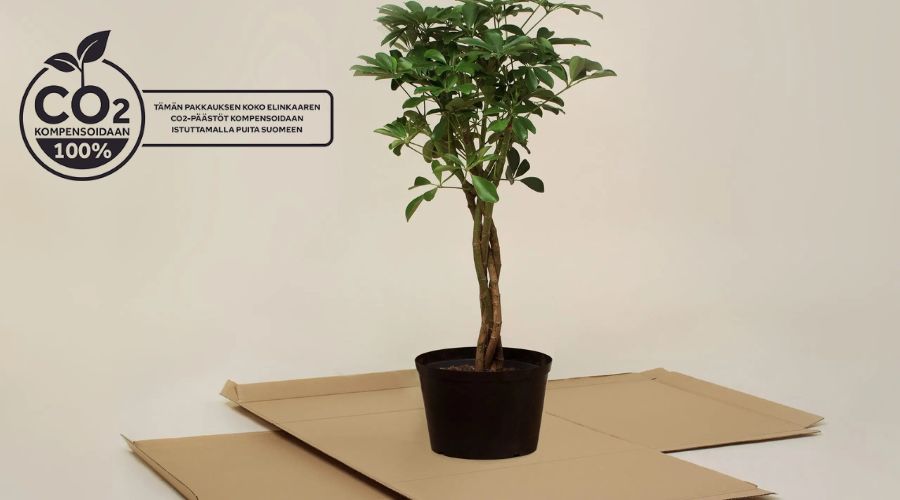 Päästökompensoituja ja kierrätettyjä pakkauksia