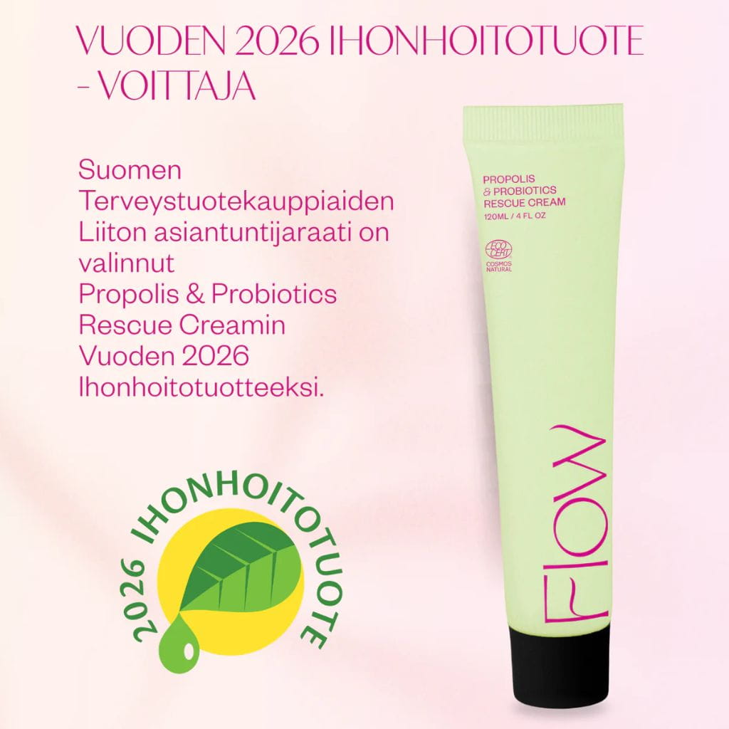 Flow Cosmetics Propolis & Probiotics Rescue Cream on vuoden 2026 ihonhoitotuote -voittaja