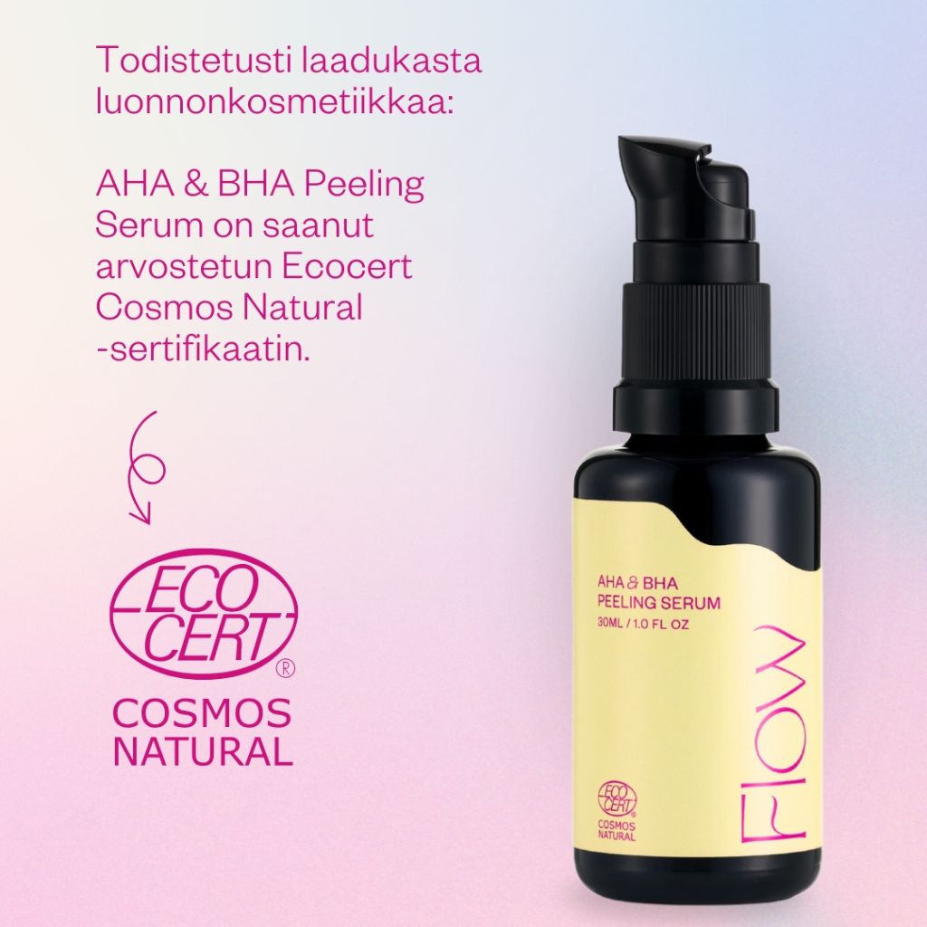 Flow Cosmetics AHA BHA seerumi Ecocert