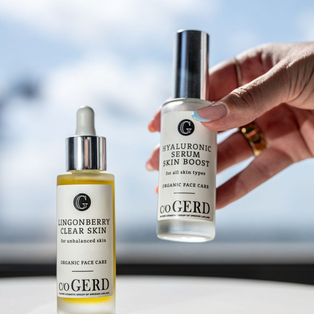 c/o GERD hyaluronihapposeerumi ja c/o GERD Lingonberry kasvoöljy