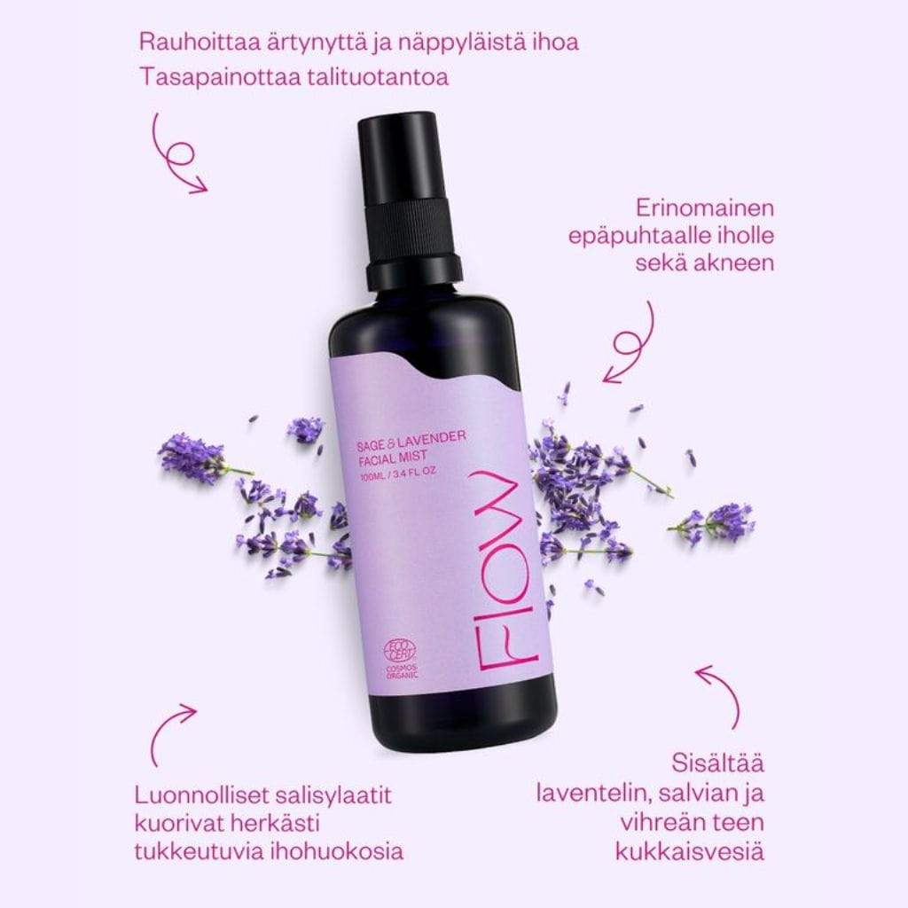 Kasvovesi epäpuhtaalle iholle Flow Cosmetics Sage & Lavender 100ml