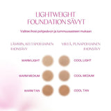 Kevyt meikkivoide Flow Cosmetics Lightweight Foundation sävyt