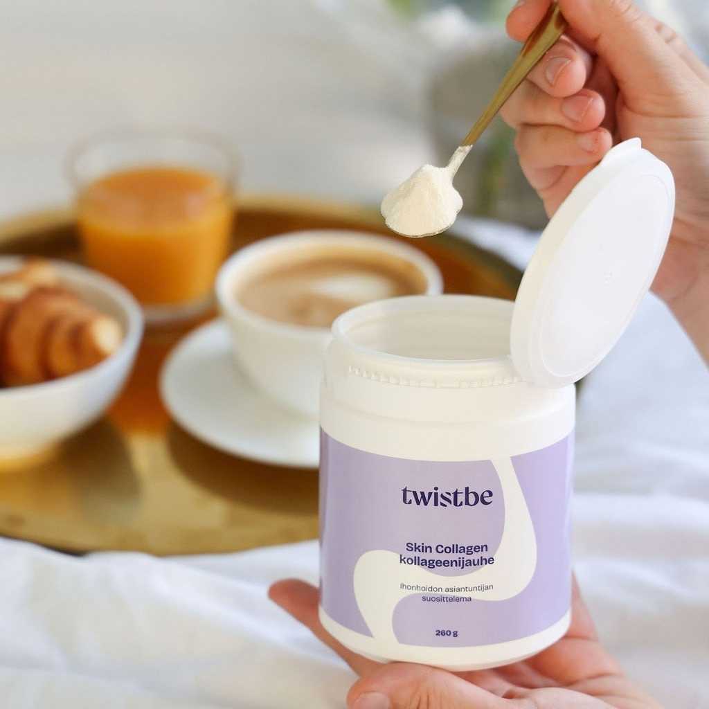 Kollageenijauhe Twistbe Collagen kahviin sekoitettuna