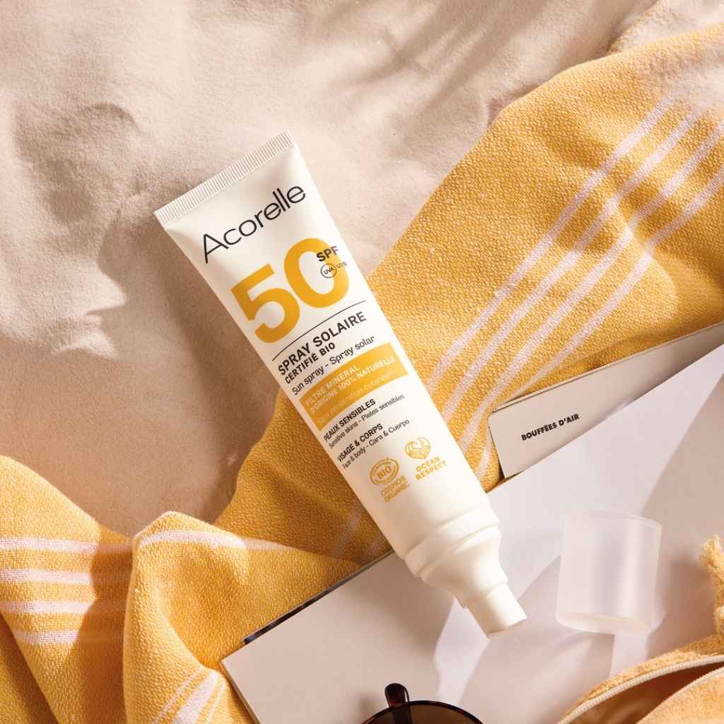 Acorelle fysikaalinen aurinkosuoja SPF 50, suihkutettava 100ml
